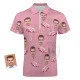 Pink Flamingo Personalized Face Men's Zipper Polo Shirt 19 Pink Flamingo Personalized Face Men