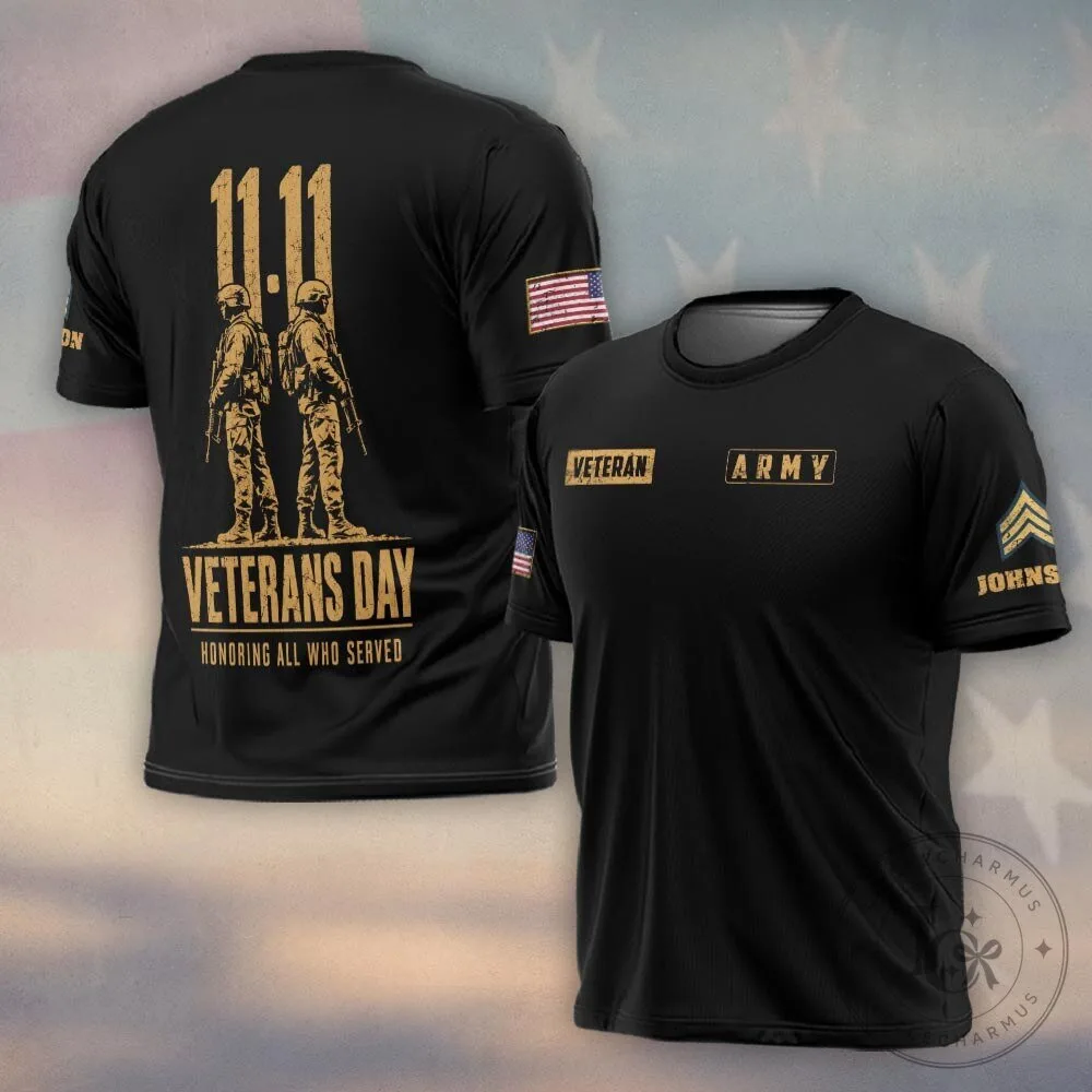 Veterans Day Honoring All Who Served Personalized Army Military T-Shirt