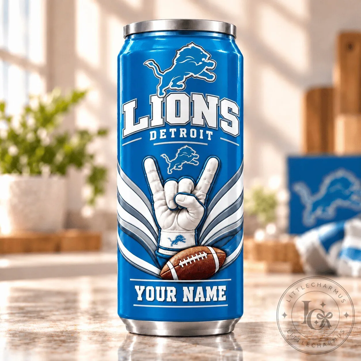 Detroit Lions Football Team Personalized Can Shaped Tumbler