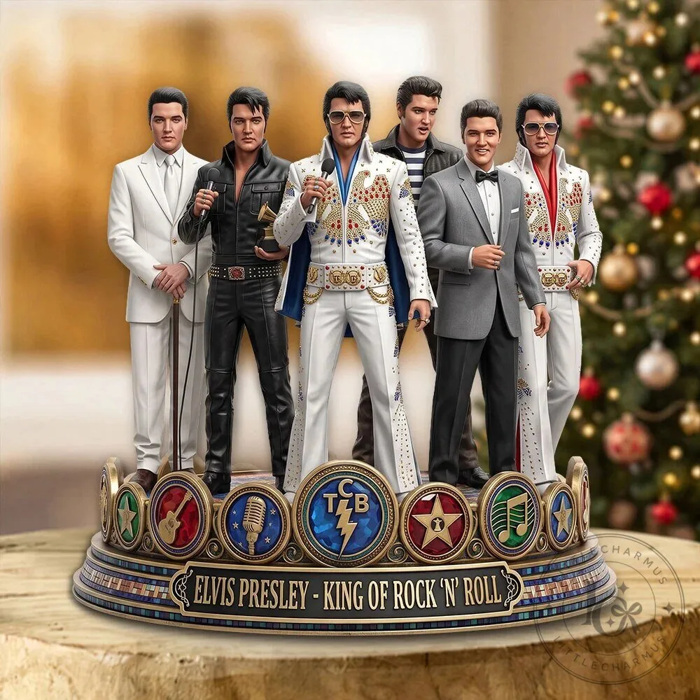 Elvis Presley King of Rock and Roll Musical Christmas Figurine