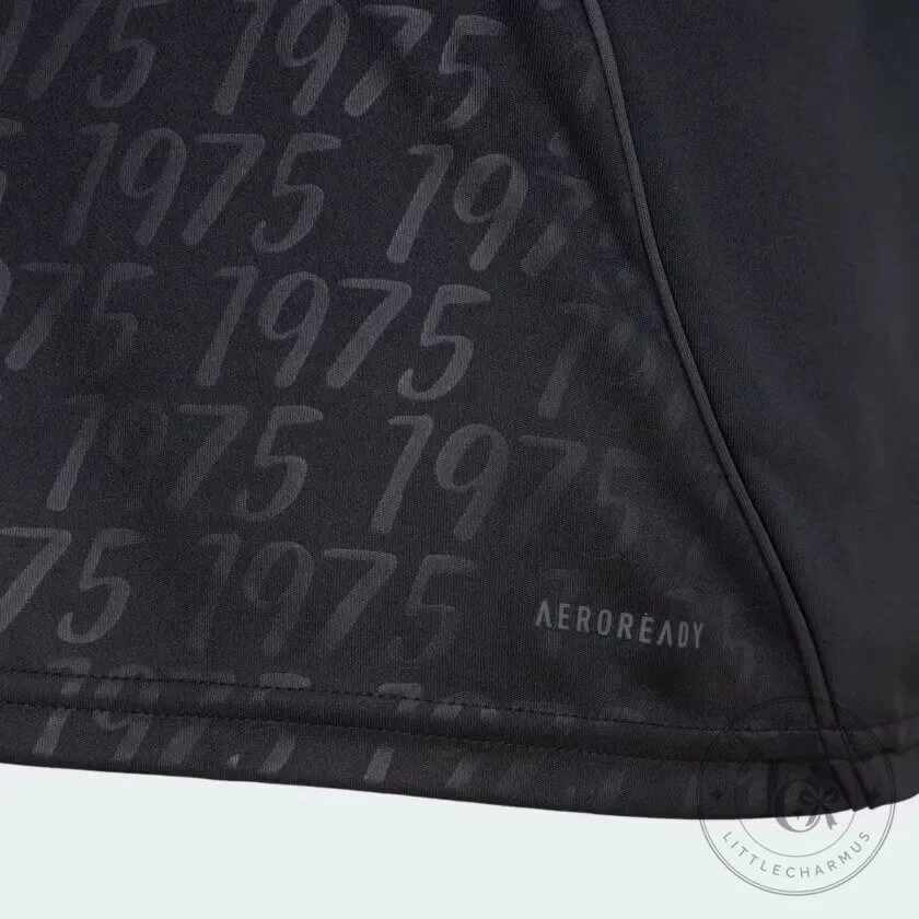 Black 1975 Commemorative Football Fan Jersey with Subtle Pattern 14 Black 1975 Commemorative Football Fan Jersey with Subtle Pattern