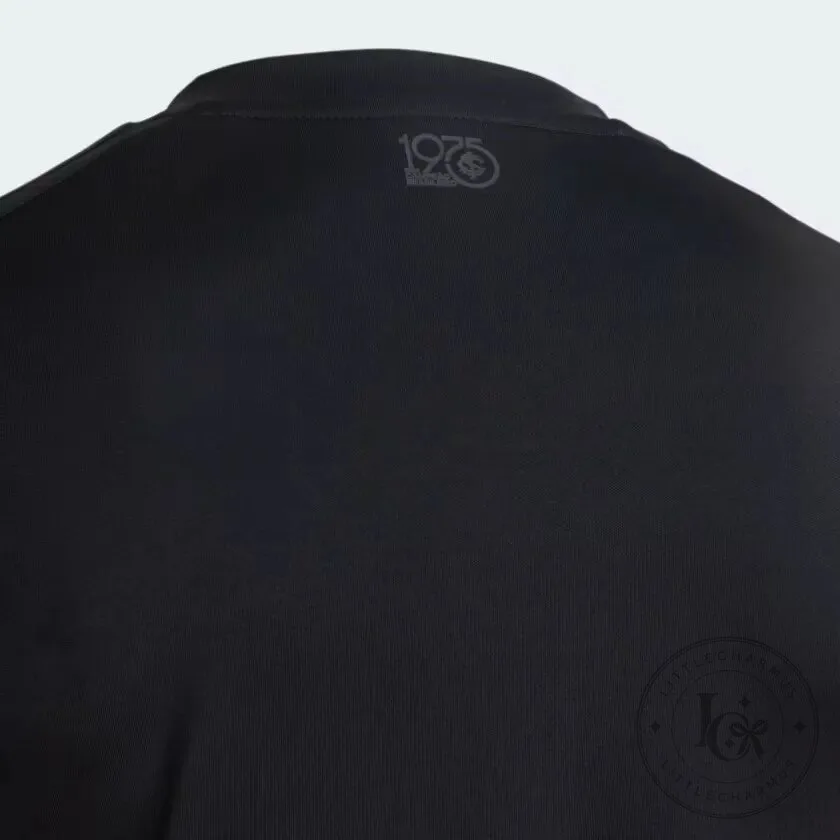 Black 1975 Commemorative Football Fan Jersey with Subtle Pattern 15 Black 1975 Commemorative Football Fan Jersey with Subtle Pattern