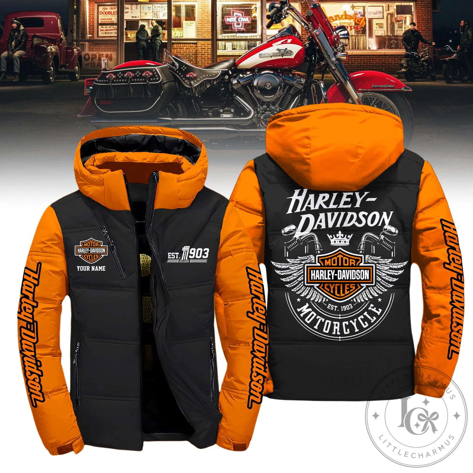 Harley-Davidson Motorcycle Est 1903 Winter Down Jacket 3 Harley-Davidson Motorcycle Est 1903 Winter Down Jacket
