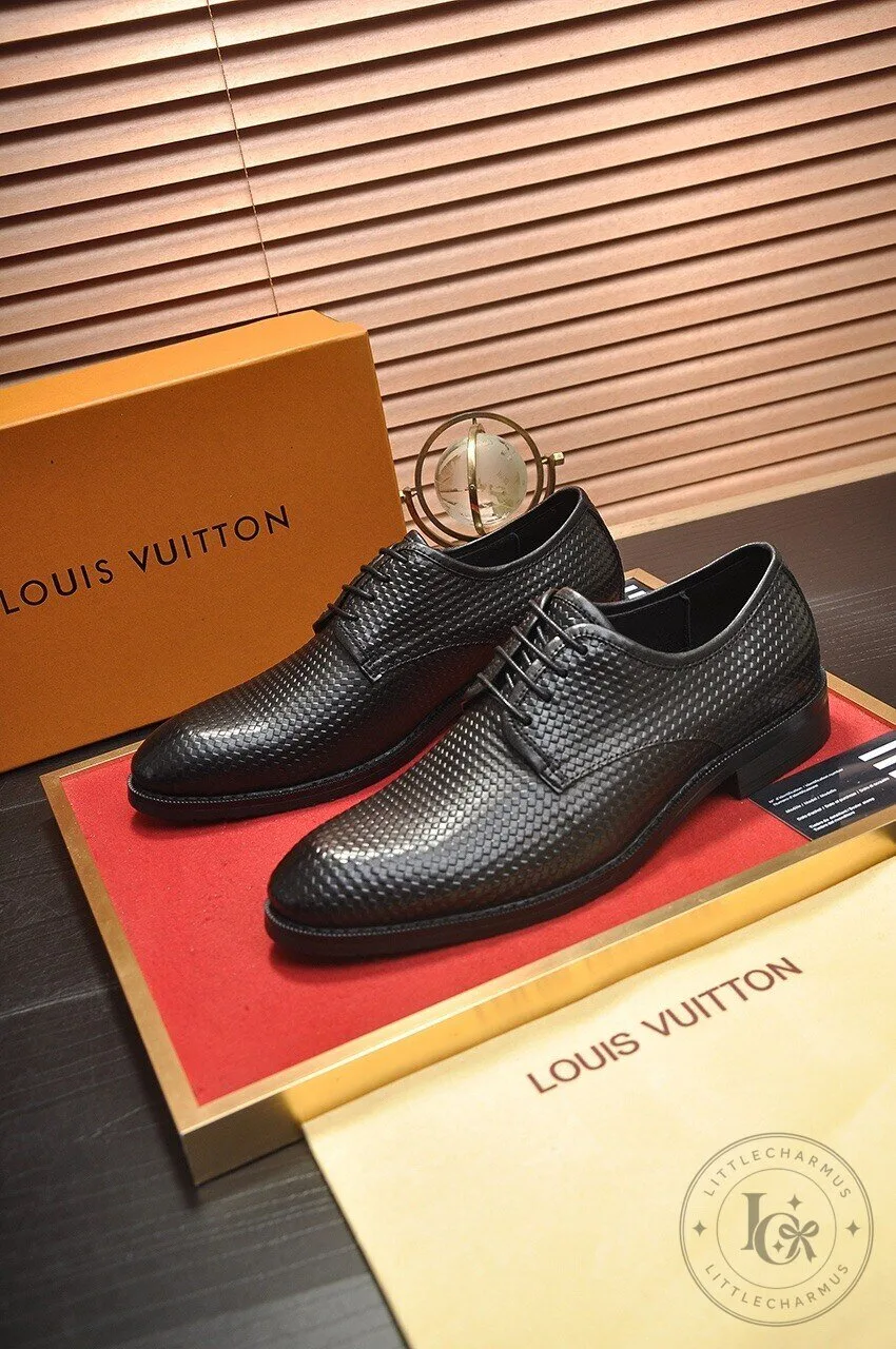 Louis Vuitton Black Embossed Leather Oxford Dress Shoes for Men 1 Louis Vuitton Black Embossed Leather Oxford Dress Shoes for Men