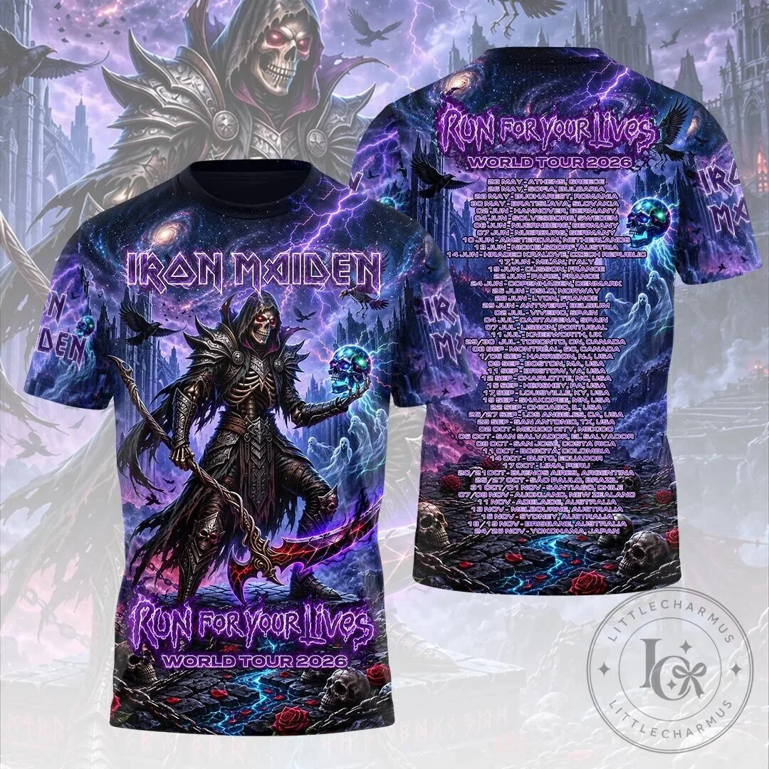 Graphic T-Shirt for 2026 Iron Maiden Run For Your Lives World Tour 6 Graphic T-Shirt for 2026 Iron Maiden Run For Your Lives World Tour